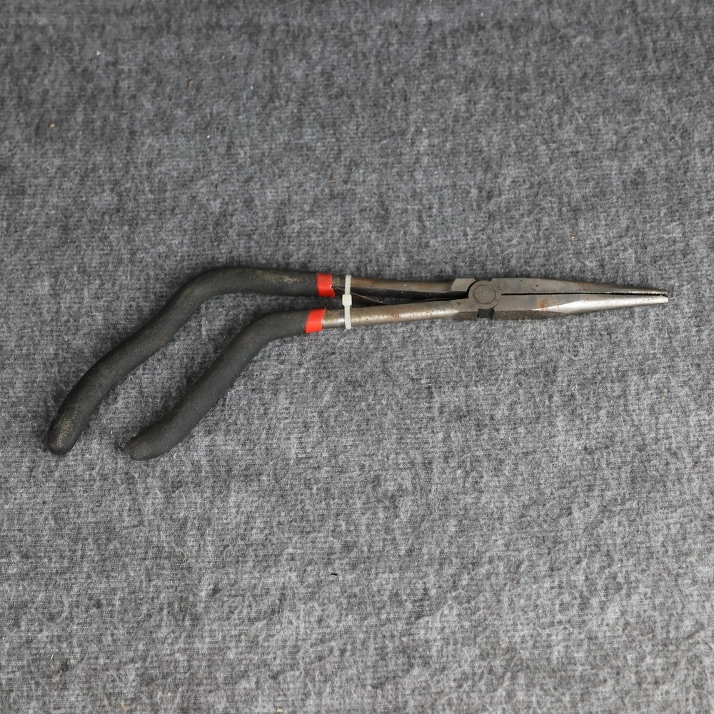 11 In Long Nose Pliers Black Soft Grip Handles Bent Long Reach Hand Tool Steel‎